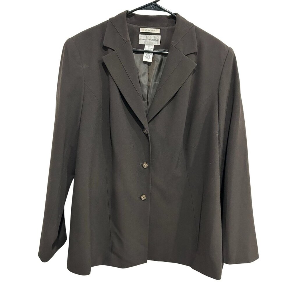 Evan-Picone Womens Brown Stretch Blazer Size 16W